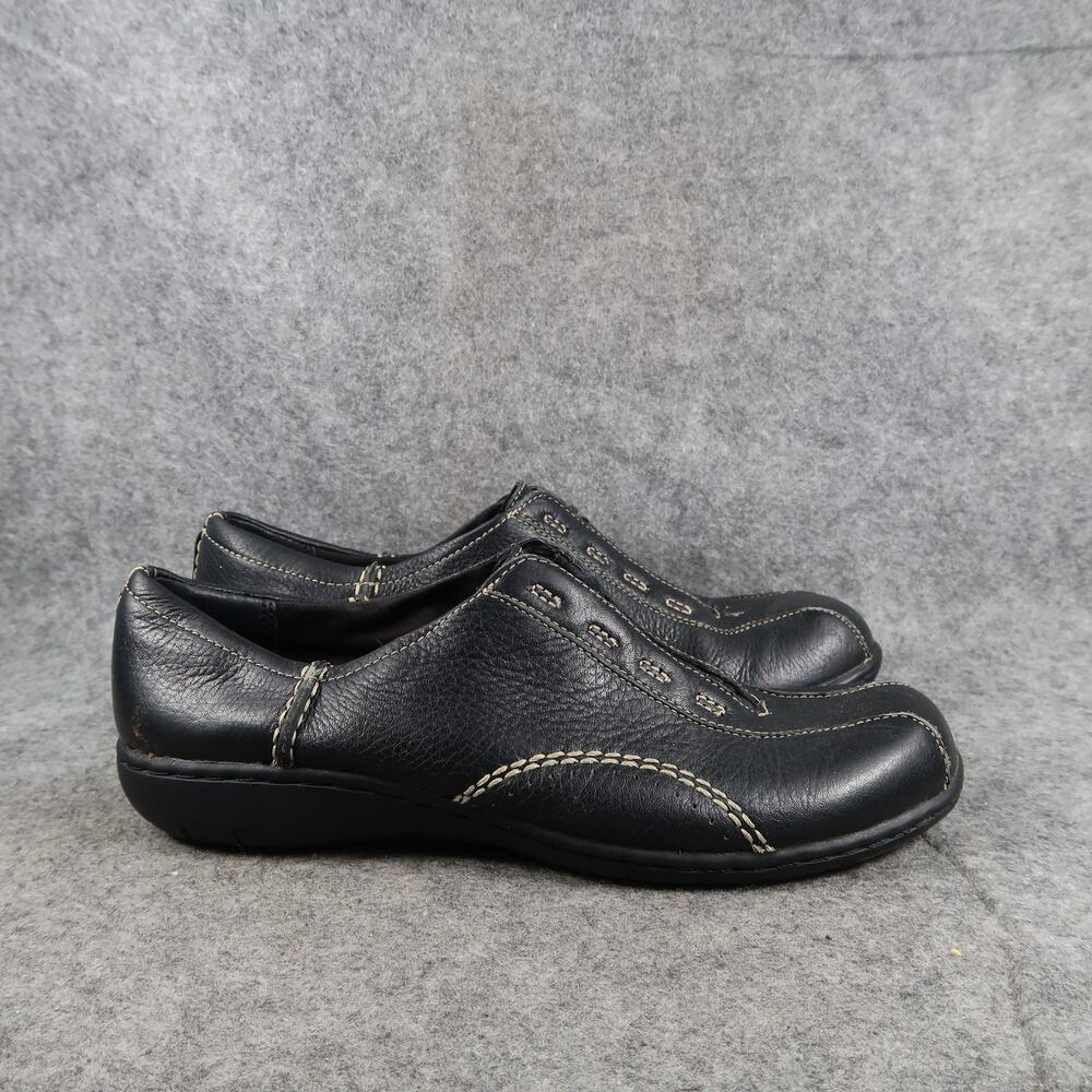Clarks Shoes Womens 8.5 Fashion Sneakers Casual Oxford Leather Black Classic